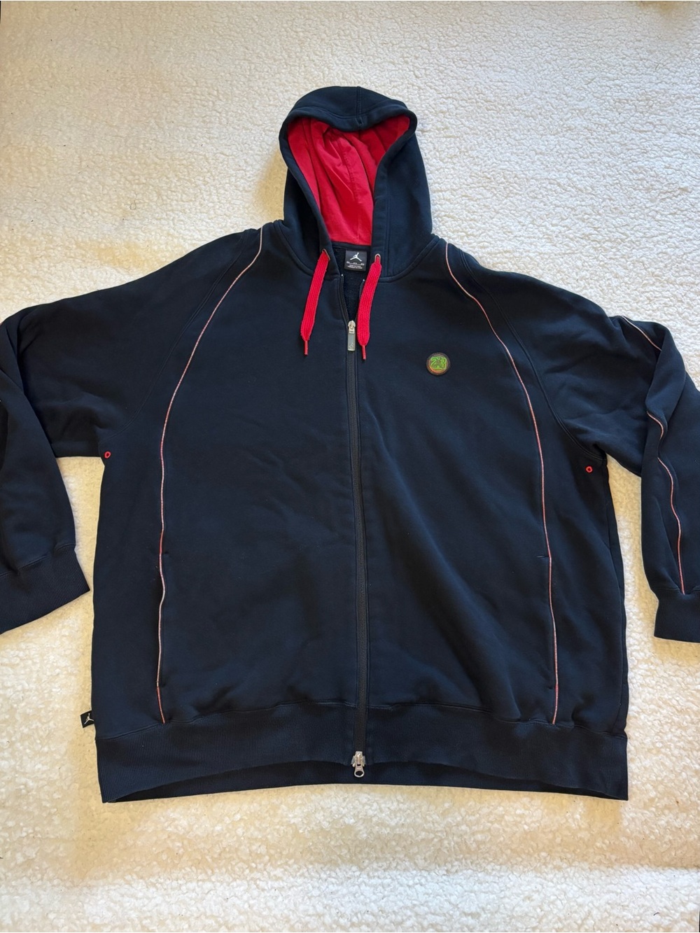 Air Jordan Retro Men Vintage Black Red Full Zip Hoodie